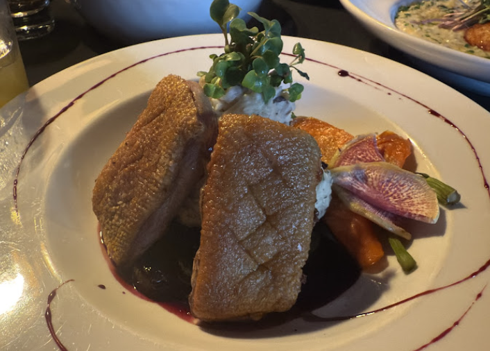 Over The Moon Cafe signature dishes Braised Short Rib Ragu
Croutes De Fromage
Duck Breast